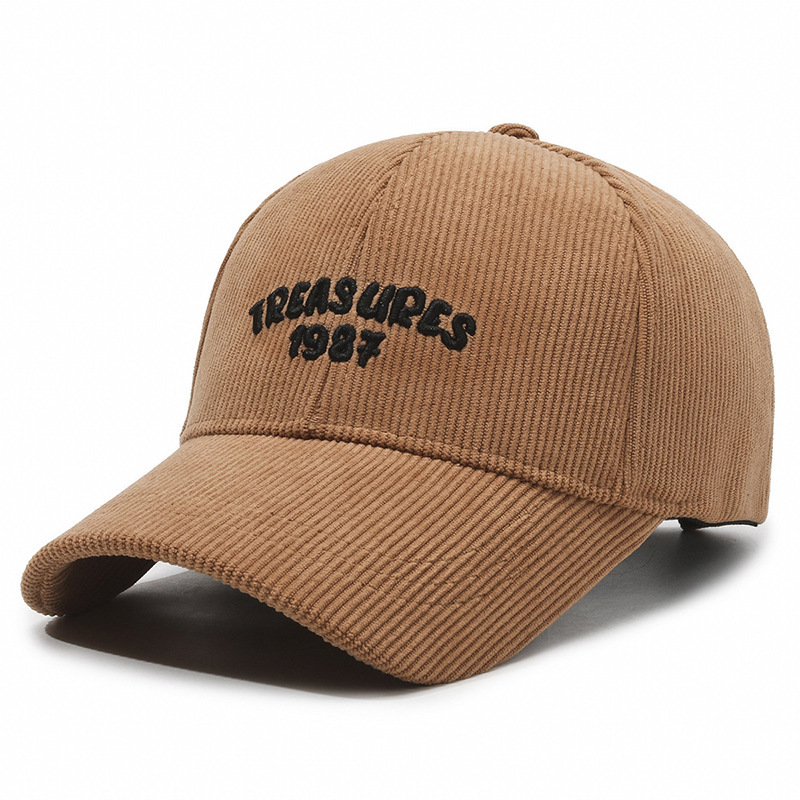 Retro casual Designer hat striped embroidered soft top baseball cap corduroy duckbill cap sports hats for women unisex free shipping adjustable