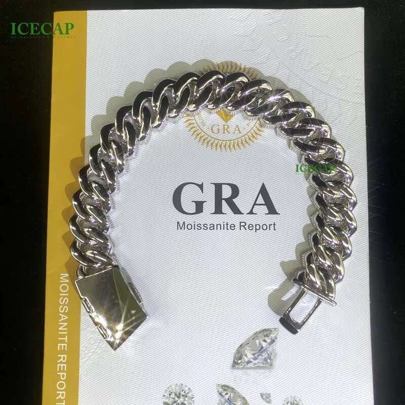 Hip Hop Men Jewelry 925 Silver Gold Plated Moissanite Cuban Link Bracelet Ice Out 15mm VVS Moissanite Miami Cuban Link Chain