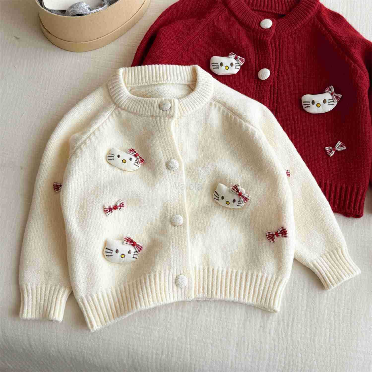 Sanrio Tongxing Round Girl Cardigan Autumn Winter New 3D KT Cat Sweatshirt Girl Knitted Cardigan Jacket Trendy Style H251105