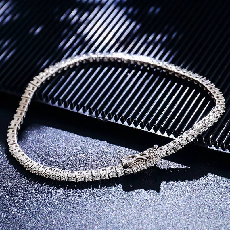 Upgraded Locks Moissanite Diamond Tennis Bracelet 925 Silver Moissanite Chain Mossanite Tennis Chain