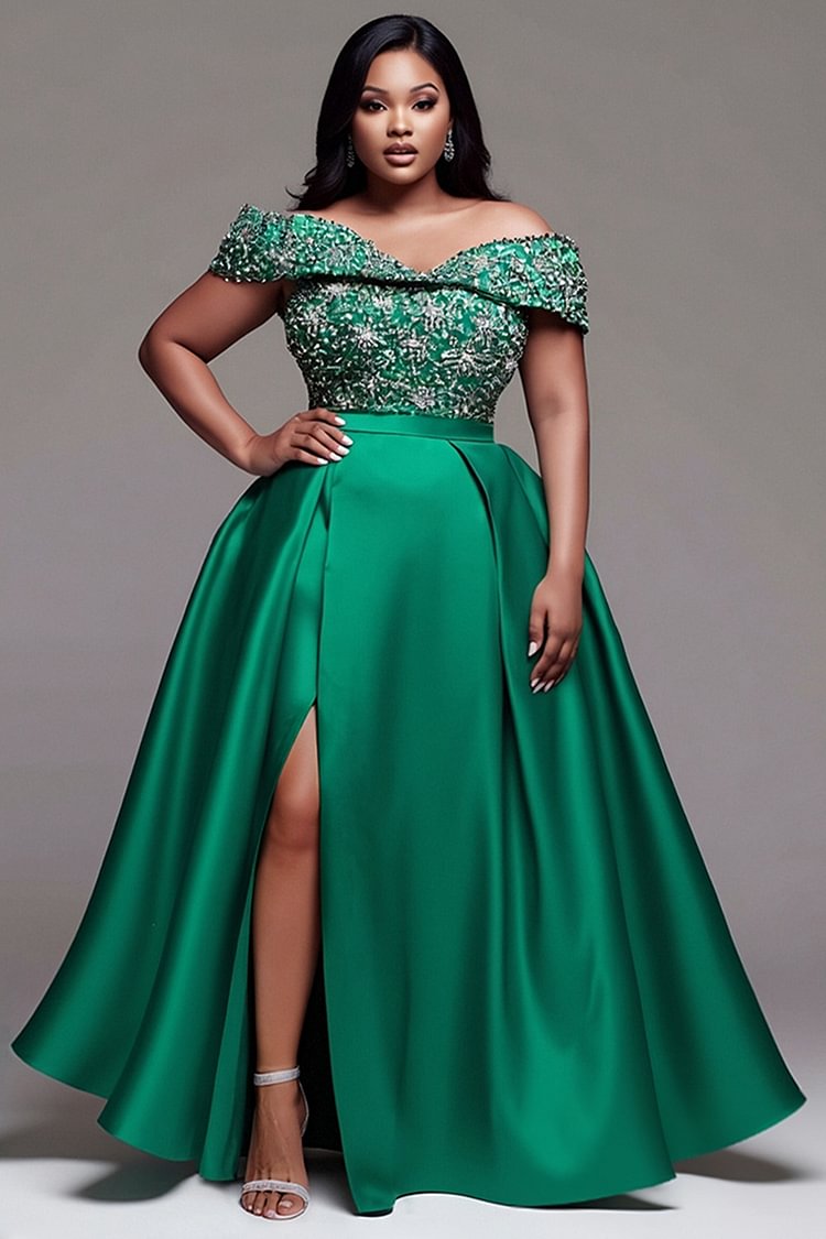 Fabulous Plus Size Lace Prom Dresses Sheer Bateau Neck Short Sleeves Evening Gowns A Line Floor Length Chiffon Special Occasion Dress 03