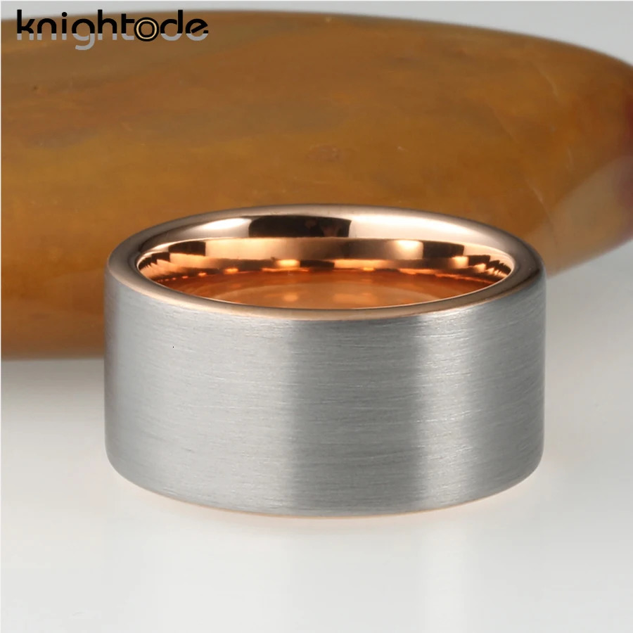 12mm Rose Color Tungsten Carbide Thumb Rings For Fashion Men Women Marry Party Jewelry Flat Band Brushed Finish Comfort Fit 251031