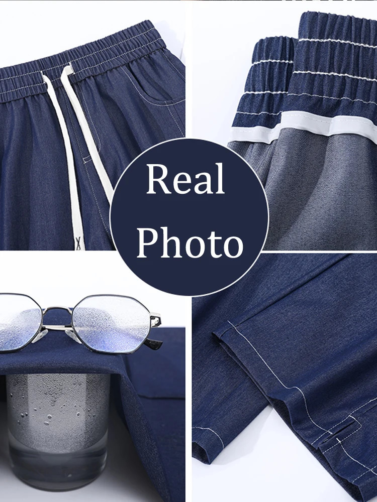 Oumenka highquality womens elastic band washed pants fashionable and sexy mens straight leg jeans 250403