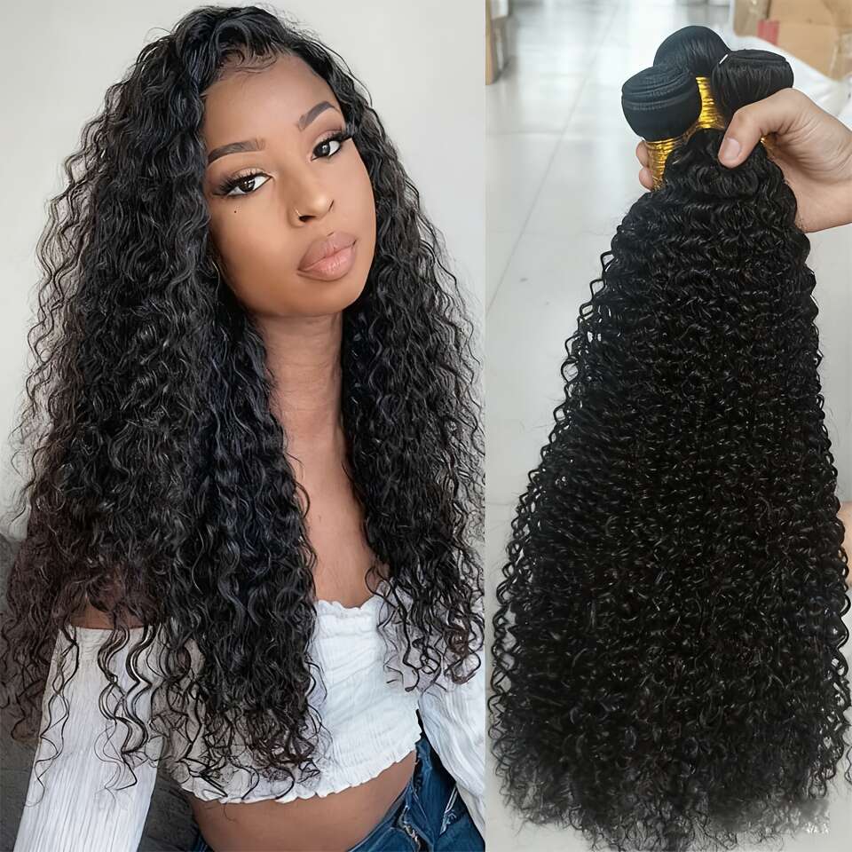 10A 3 Kinky 98%+ Unprocessed Brazilian Curly Bundles Soft Real Natural Color Human Hair Extensions For Women