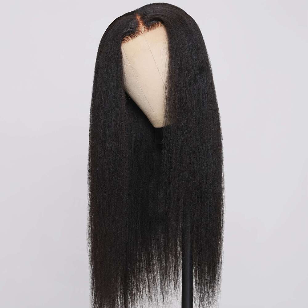 Nadula Bye Knots 7X5 HD Lace Front Wig Glueless Human - Brazilian Hair Density 150%, Pre Plucked Bleached Kinky/Straight For Black, Look Put On & Go W