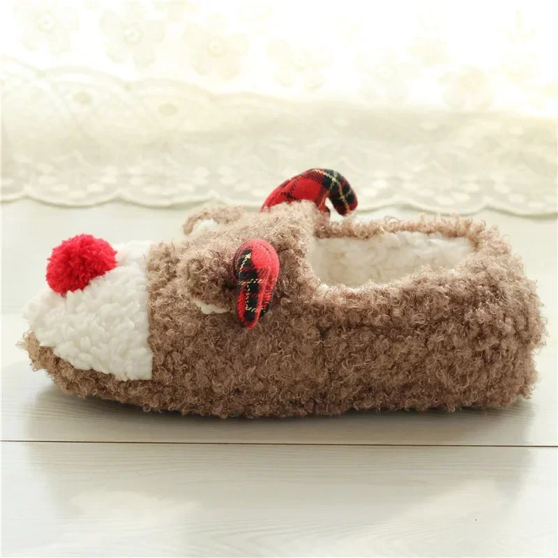 Womens Christmas Elk Slippers Winter Fashion Christmas Plush Household Cotton Shoes Indoor Comfort Anti Slip Casual Shoes 251031