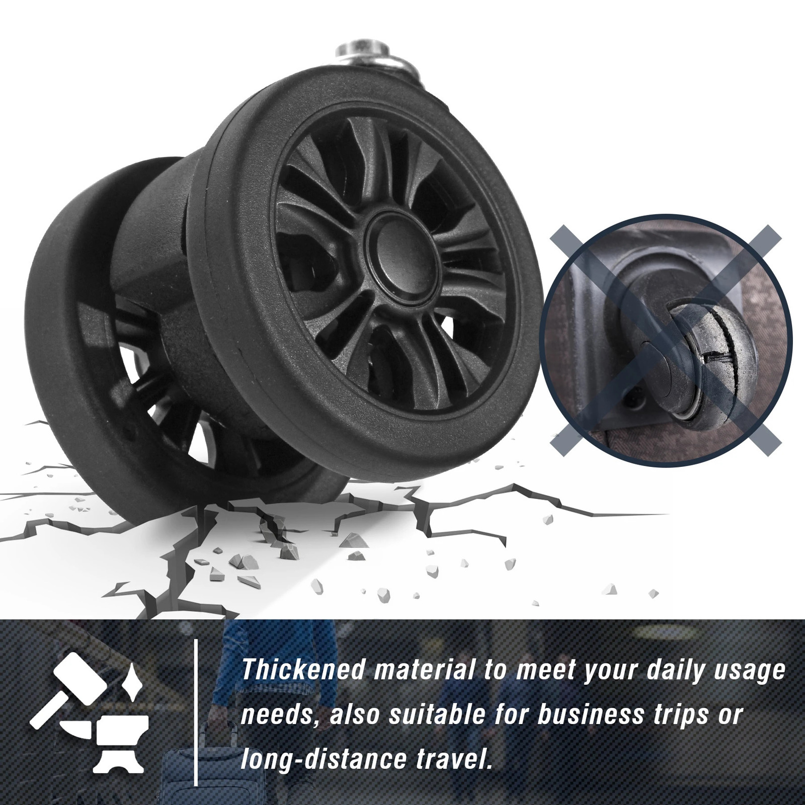 12Pcs STLN2 Trolley Caster Replacement Suitcase Luggage Box Wheels Double Row 360 Spinner Repairing Kit Heavy Duty Wheels 251031