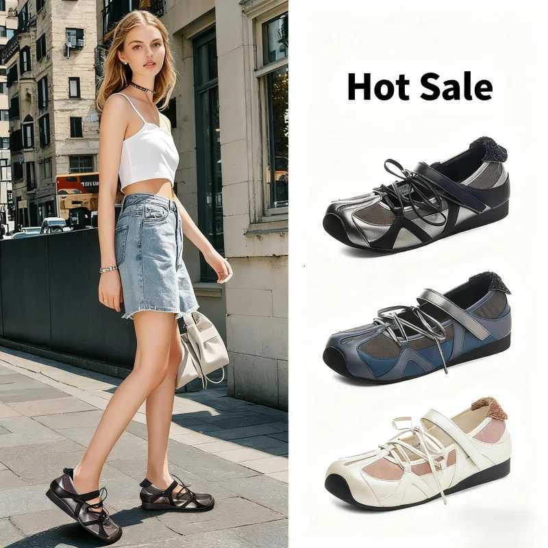 Niche Design Sense Ballet Shoes for Wen2025New Square Toe Flat Shoes Sports Casual Mary Jane Shoes Y251105