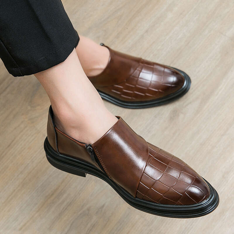 2023 Spring Autumn New Zipper Feet Cover Large Business and Leisure Lefu 38-46 Men's Wedding Shoes