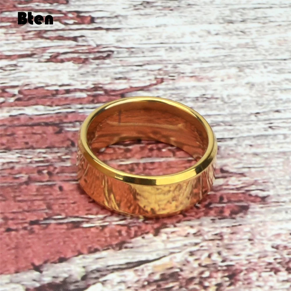 Bten Fashion Charm Jewelry ring men stainless steel Black Gold Silver Color Rings For Women and Men 251031