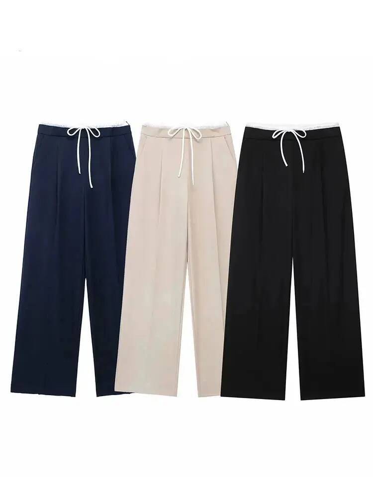 winter jacket women Casual Trousers Chic Patchwork Loose Women's Long Pants High Waist Wild Commute Woman Wide Leg Pant Streetwear