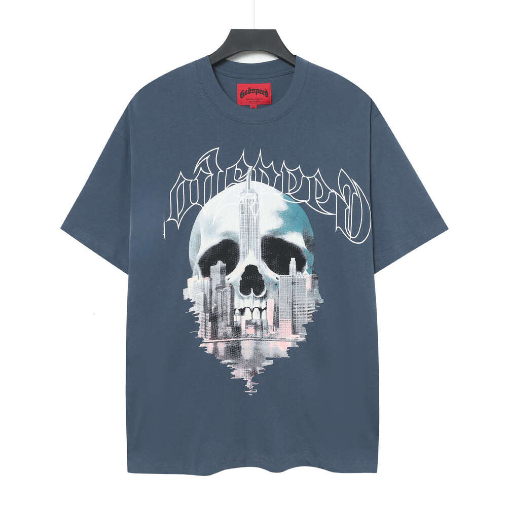 New High-End Printed Cotton Men's T-Shirt American Style Trendy Brand Short Sleeve Summer