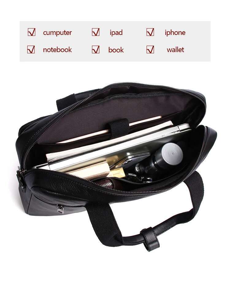 SCHLATUM Genuine Leather Bussiness Briefcases Black For Men Handbags Laptop Briefcase Bags 16 Inch Office Computer Bag