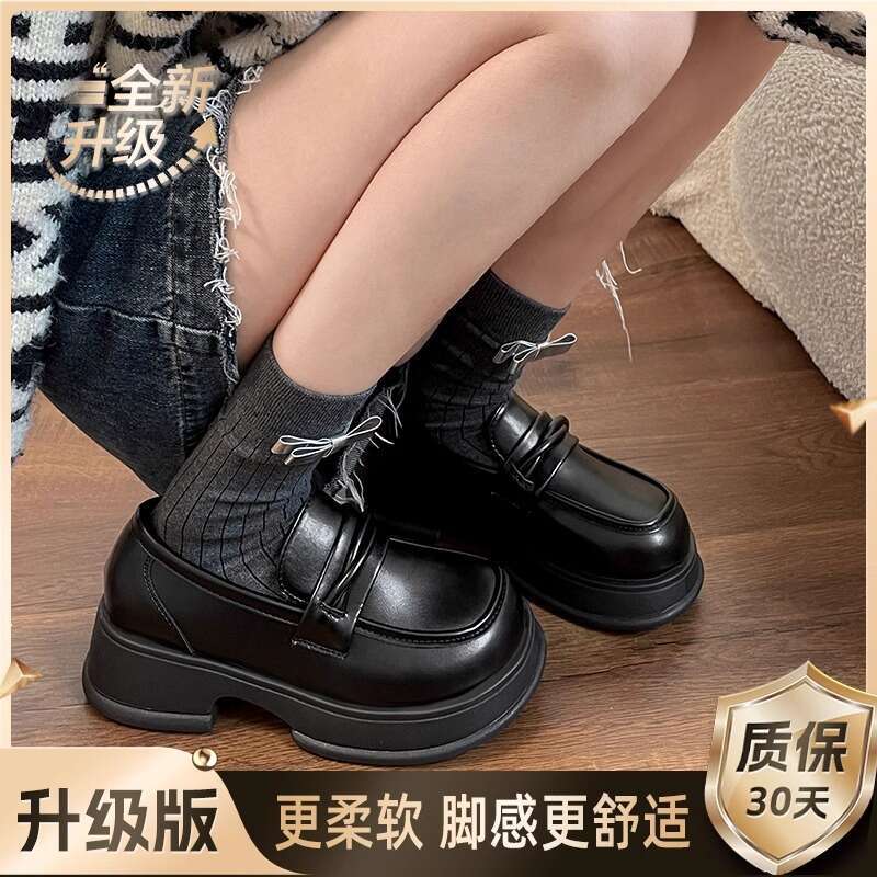 Small leather British style 2025 new spring and autumn JK with skirt Le Fu versatile thick soled women's shoes