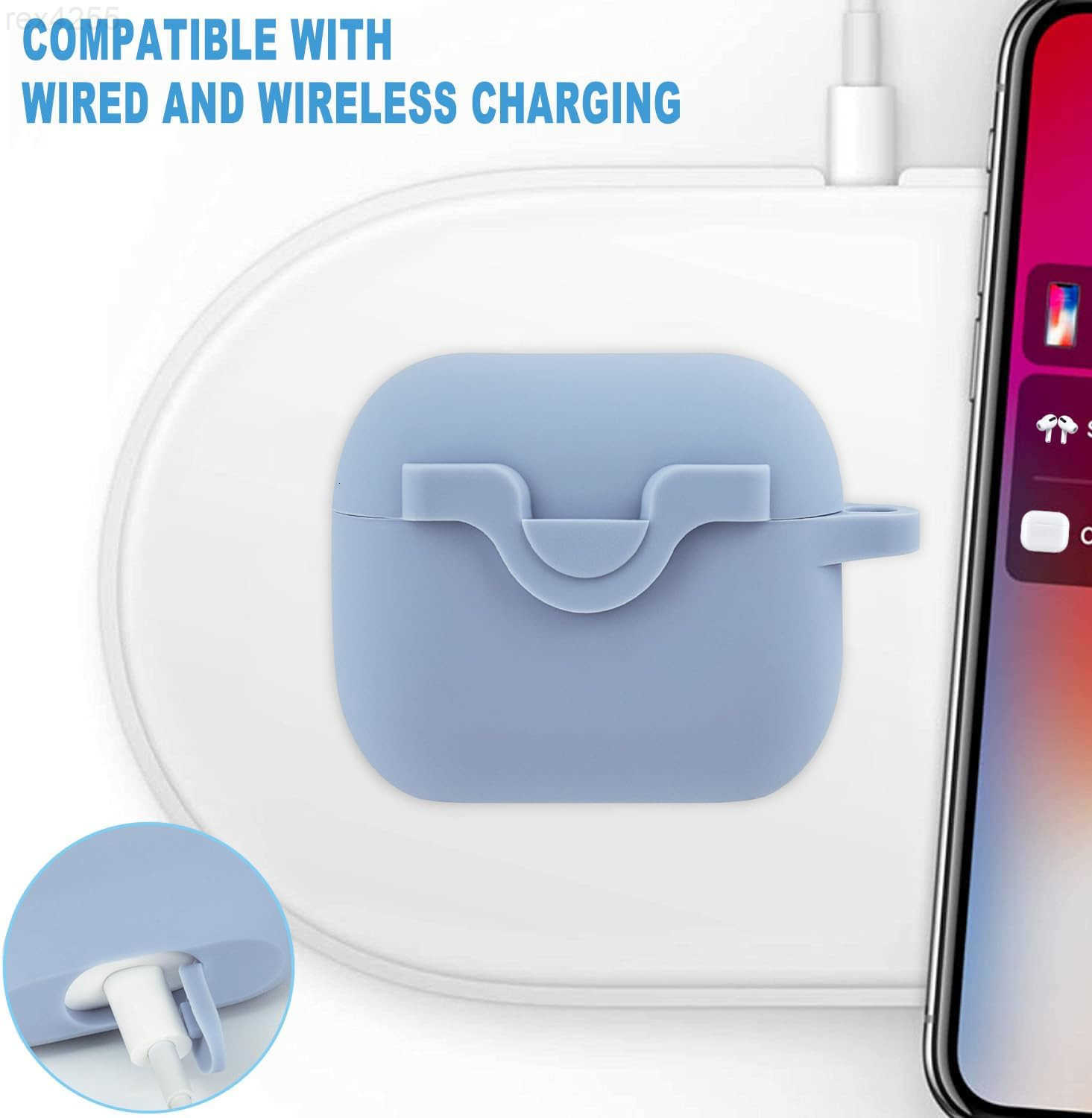 Security Lock Silicone Protective Case Compatible with Case 1 2 with Shiny Keychain Soft Protective Earbud Case for Women C260205