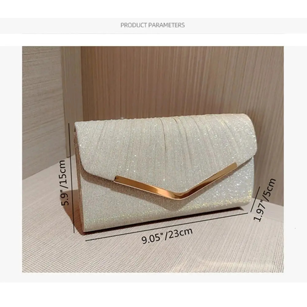 Gold and silver evening bag womens elegant and fashionable banquet clutch chain shoulder bag wallet womens wedding party bag 250402