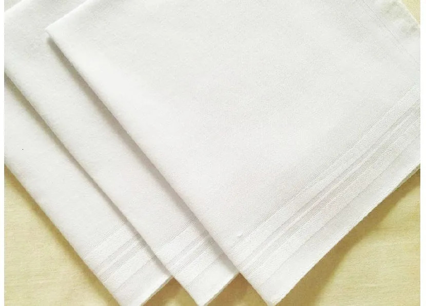 10pcs/lot 100% Cotton Solid White Men Handkerchief Export item 40cm*40cm Square Hankies Plain White Handkerchiefs 250403