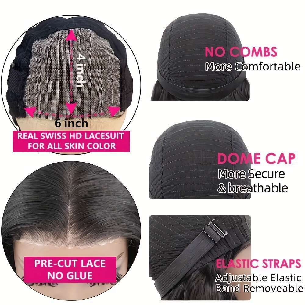 34Inch 250% Density 6X4 Deep Wave Front Pre Plucked HD Transparent Lace Frontal 100% Brazilian For Women Glueless Wigs Human With Hair Natural Hairlin