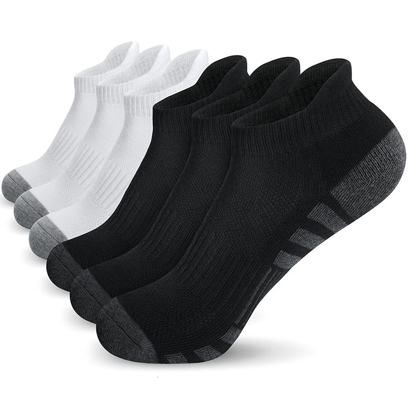 6 Pairs Lot Pack Mens Sports Socks Thick Cushioned Mesh Breathable Comfortable Ear Male Athletic Low Cut Running Ankle Socks 241226