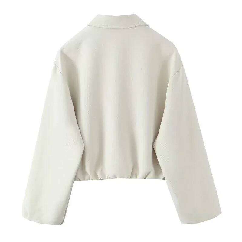 Autumn Winter Women Short Jacket Coat Zipper Pocket Outerwear Female Lady Streetwear Khaki Black Tops