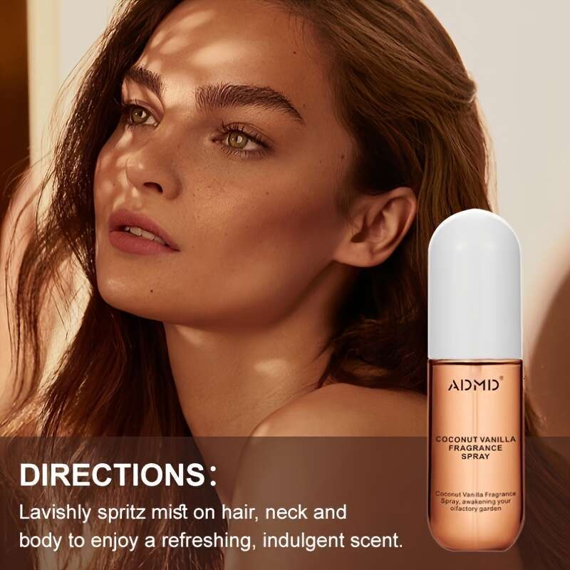 1.7 oz Women's Spray Natural Scent - Vanilla Coconut Sandalwood Body Fragrance, Gift for Girlfriend