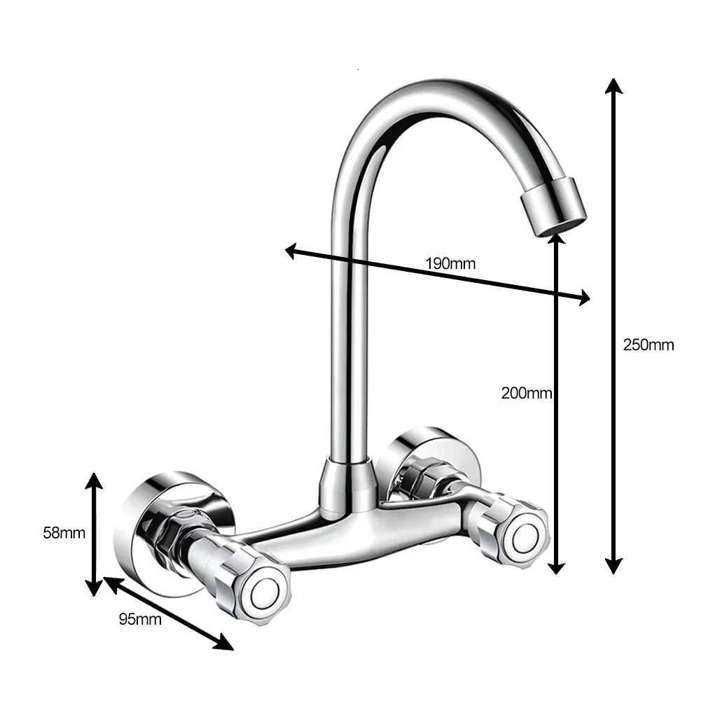 360 degree rotating kitchen sink faucet wall mounted double hole vegetable basin faucet high pressure mixing faucet Y251104