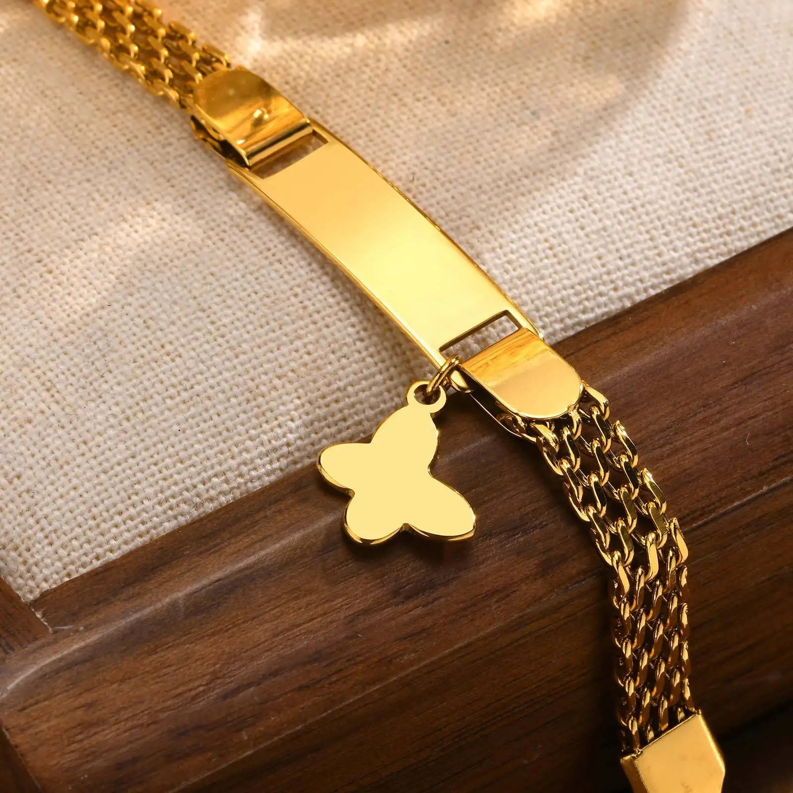 Free Custom Bracelet For Baby Engravable Butterfly Heart Name Bracelets Personalized Stainless Steel Mesh Chain Adjustable 250327