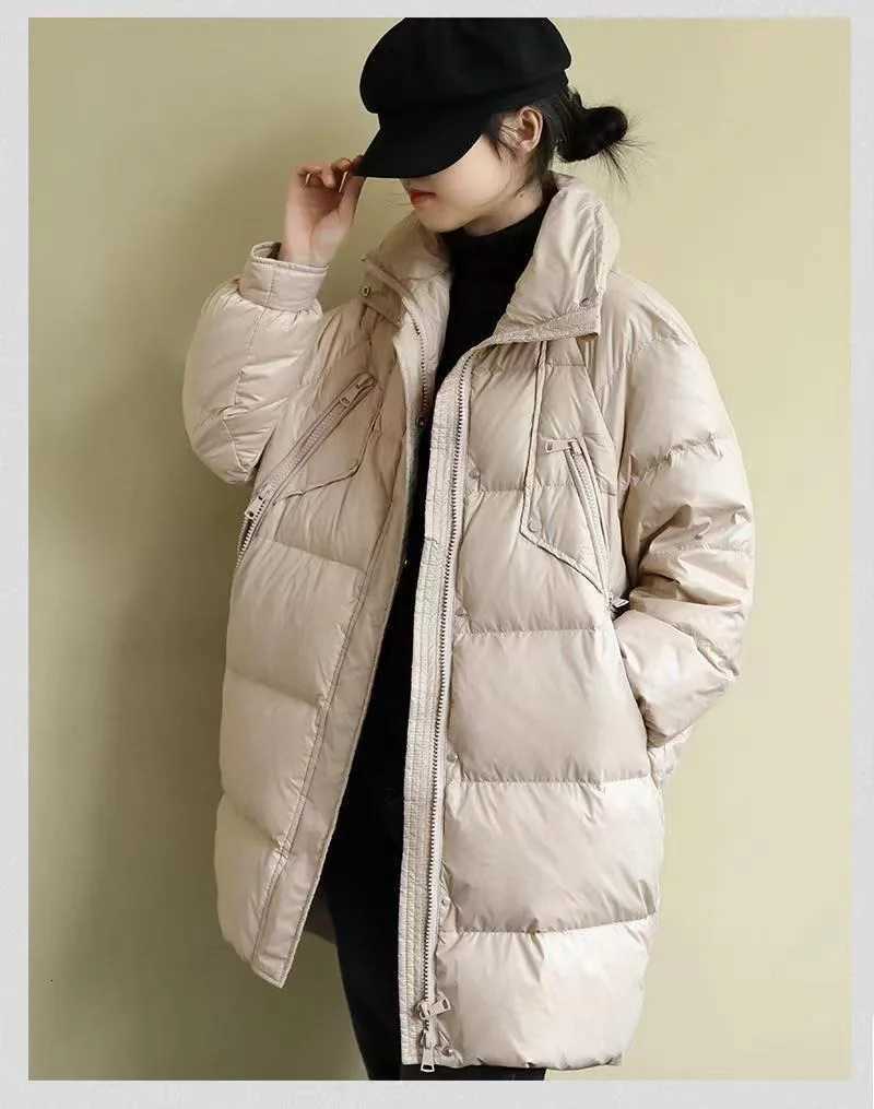 Winter Down Padded Jacket 2023 New Women Mid-length Thick Loose Large Size Coat Womens Clothing Fur Collar JacketT251105