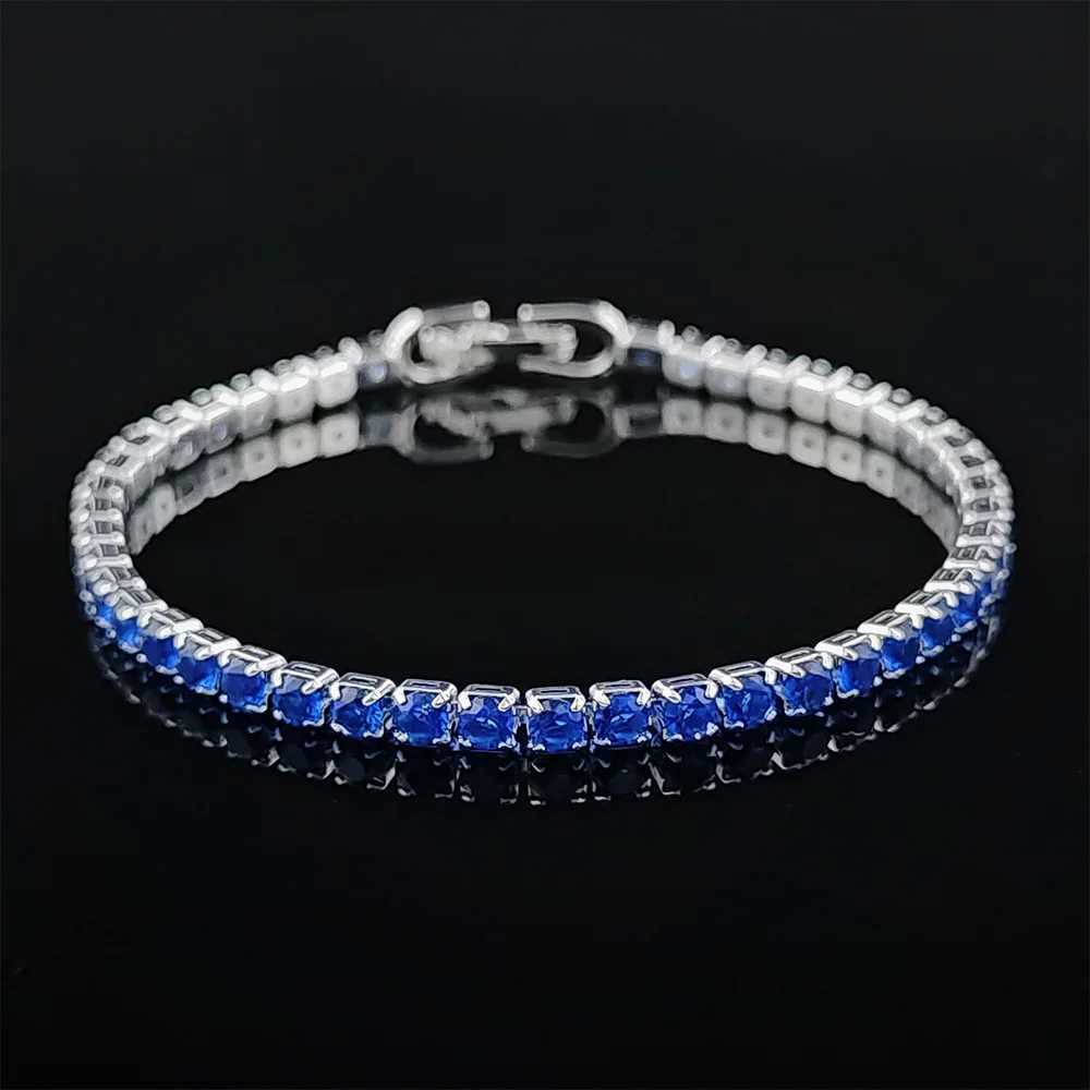 Rose Gold Silver Color 3mm 4mm 5mm Pink Blue Green Red Tennis Bracelet Bangle for Women Wedding Fashion Jewelry Party Gift S4777XJ251105