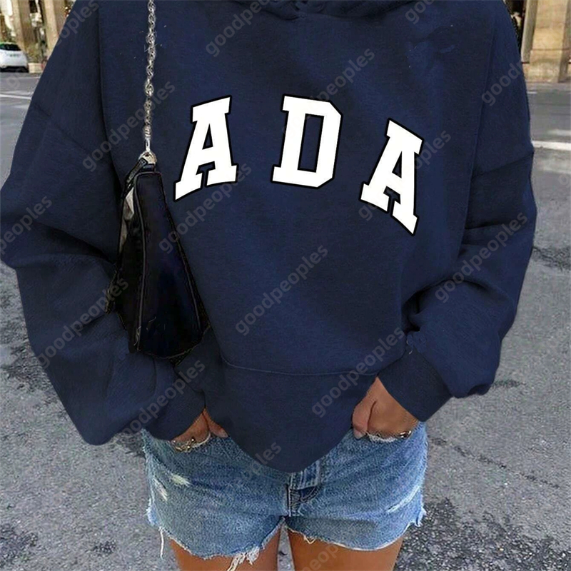 Designer Hoodie Womens Casual Versatile Letter Loose Hoodie Ada Hoodie with Velvet Warmth Womens Clothing