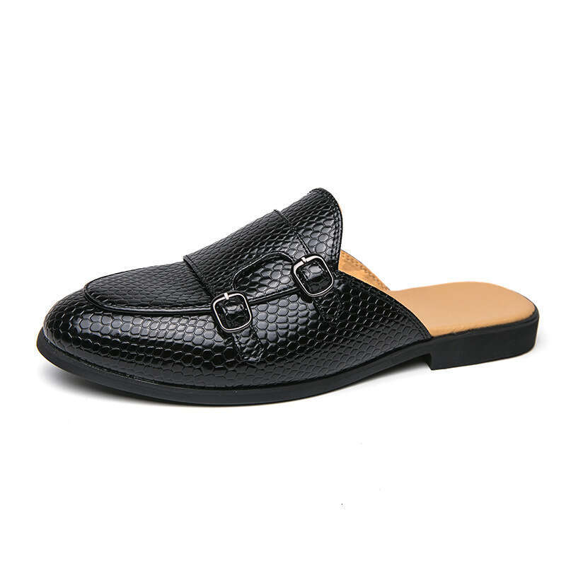Large Men's Bean 38-47 Baotou Slippers with Bright Face, Driving and Dressing Room Shoes, One Foot Half Support Shoes