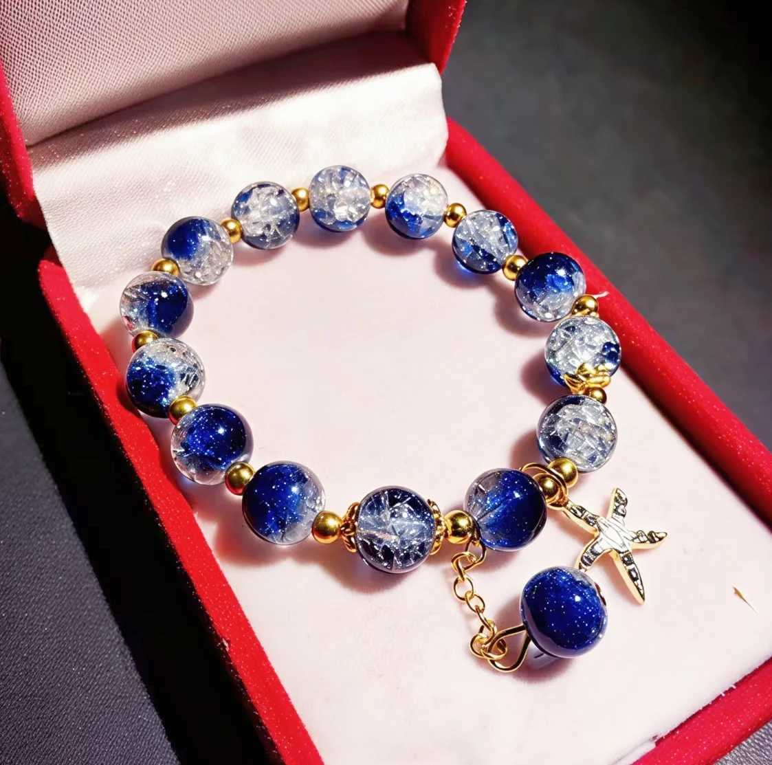 Bohemian Blue Gradient Crystal Beaded Women Ocean Style Starfish Pendant Charm Fashion Handmade Jewelry Gift C251105