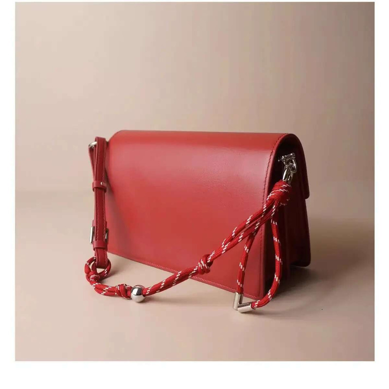 Holiday Gift Series / Red Color Leisure Trunk Hard Split Cow Leather Women Messenger Daily-Use Phone Shoulder Bag
