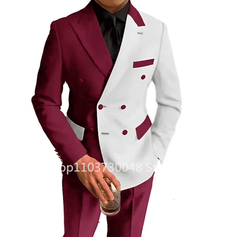 Fashion 2 Piece Wedding Men Suits Slim Fit Lapel Double Breasted Blazer Pants Formal Business Groom Tuxedos Costume Homme 251023