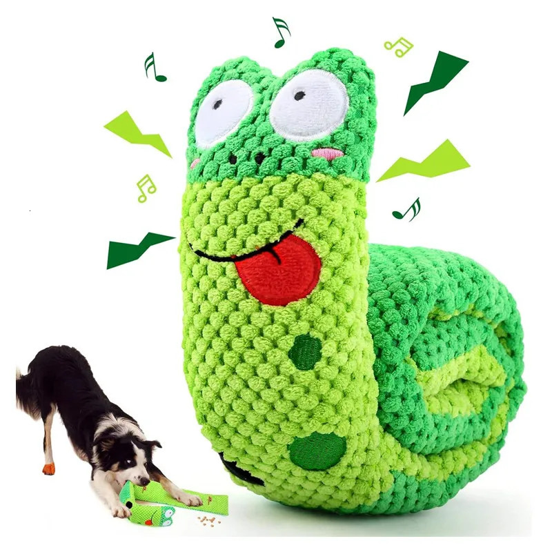 Dog puzzle feeder interactive toy must not be destroyed plush sound squeezing small dog toy used for anti folding snail dog pet supplies 250402