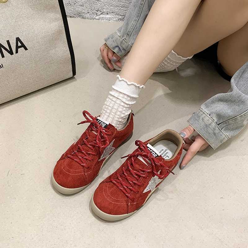 Genuine Leather Deqin Shoes Wens 2025 New Style Versatile Worn-In Flat Bott Casual Sporty Flats for Wen Y251105