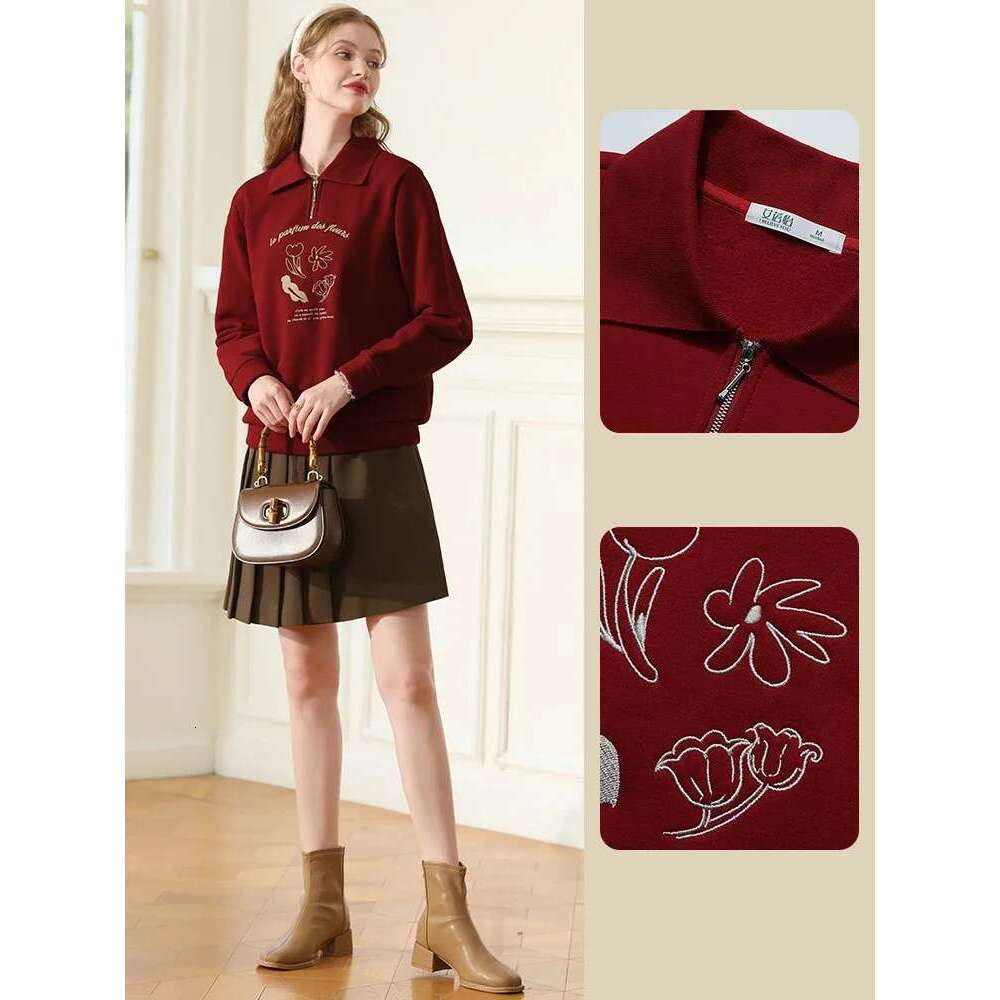 Christmas Hoodies Women Fleece Polo Collar Thick Warm Pullover Winter New Loose Tops Casual Office Lady