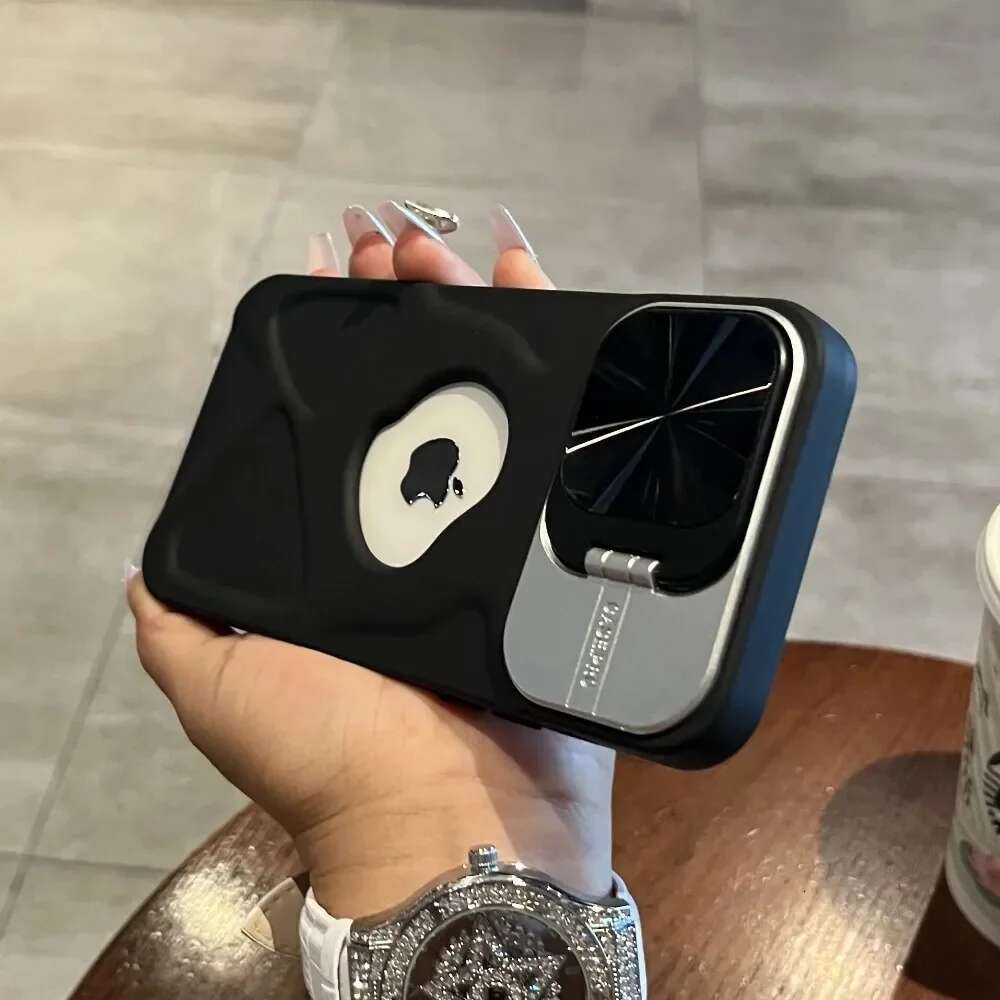 Fashion Hole Magnetic Case for iPhone 16 15 14 13 12 Pro Max Plus Lens Protection Flip Bracket Magsafe Silicone Soft Cover