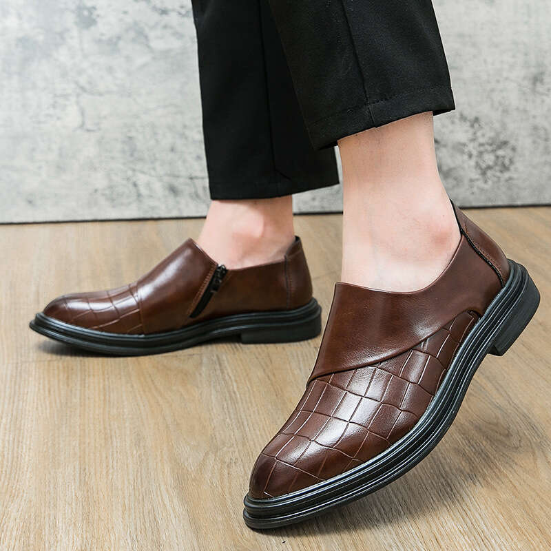 2023 Spring Autumn New Zipper Feet Cover Large Business and Leisure Lefu 38-46 Men's Wedding Shoes