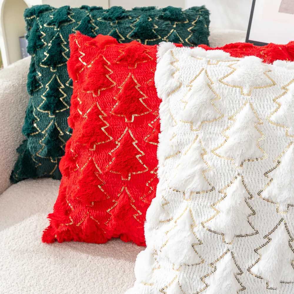Christmas Lights Embroidery Pillow Cover American Retro Living Room Sofa Pillow Cushion Christmas Atmosphere Home Decoration Y251105