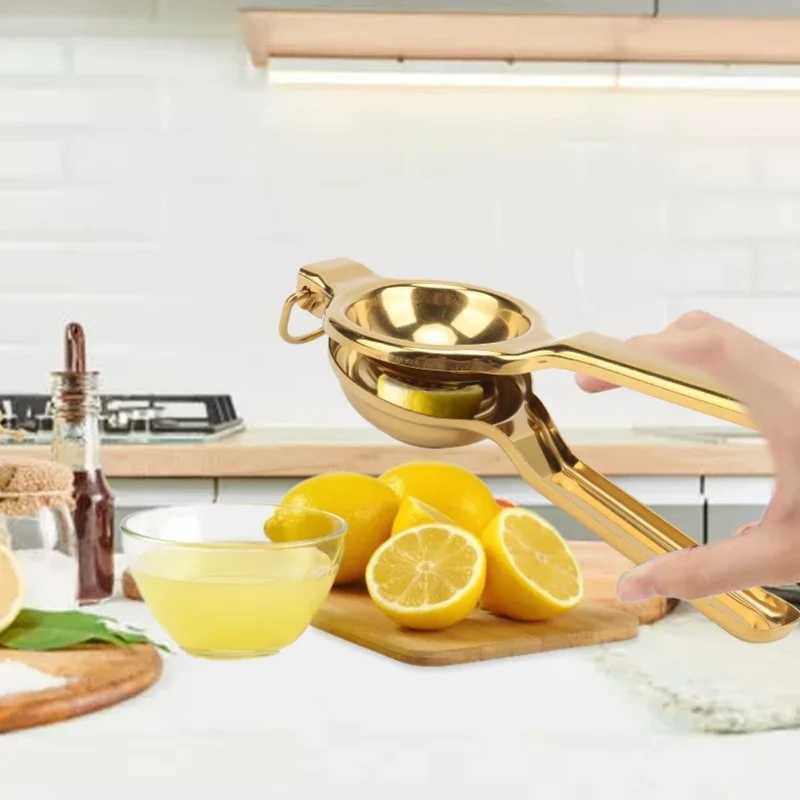 Lemon Squeezer Stainless Steel Ergonomic Ultra Long Handle Hand Held Juicer With Lifting Ring For Kitchen Gold C251105