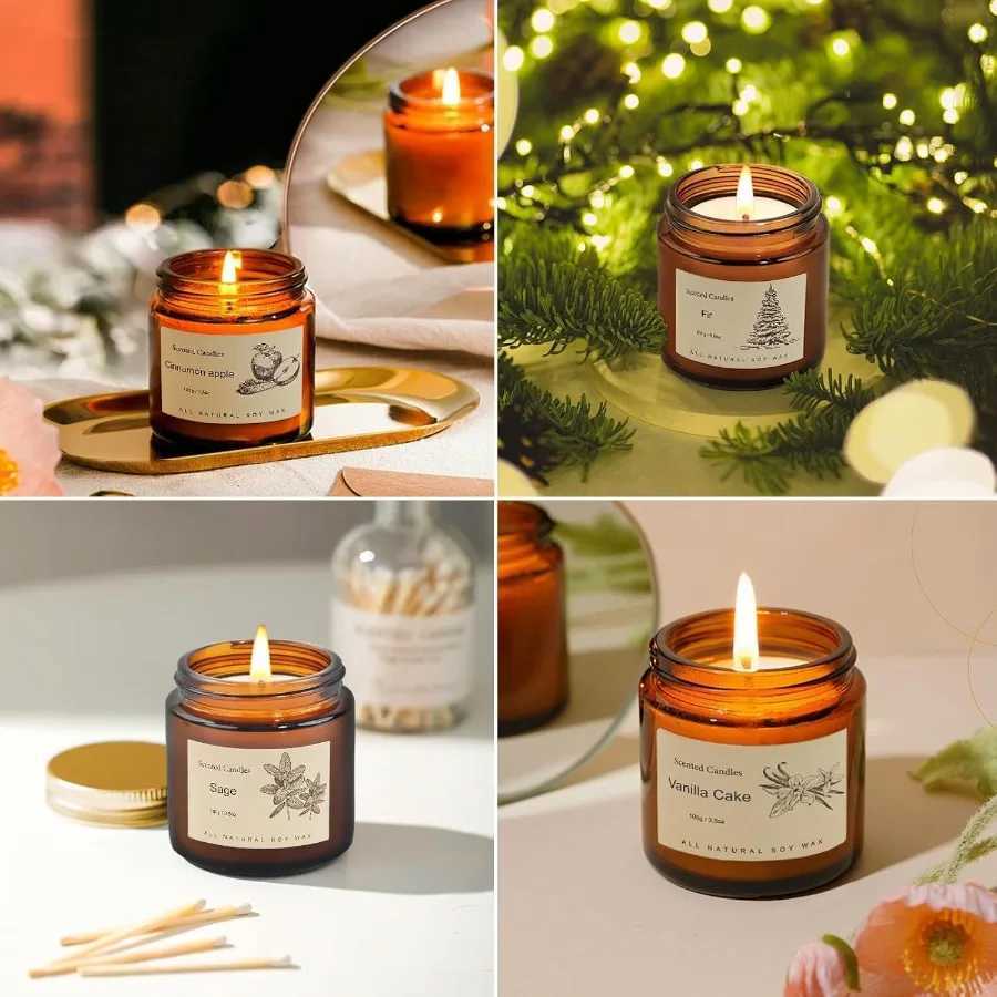 6 Pack Fall Scented Candles for Home Decor Natural Soy Aromatherapy Candles Ideal for Autumn Winter Holidays Perfect Gift Set f C251105