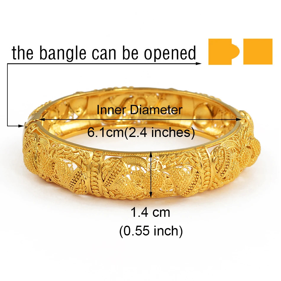 Anniyo 4pcsLot Dubai Wedding Bangles Ethiopian Jewelry Gold Color Africa Bracelets Women Birthday Jewelry 199606 251031
