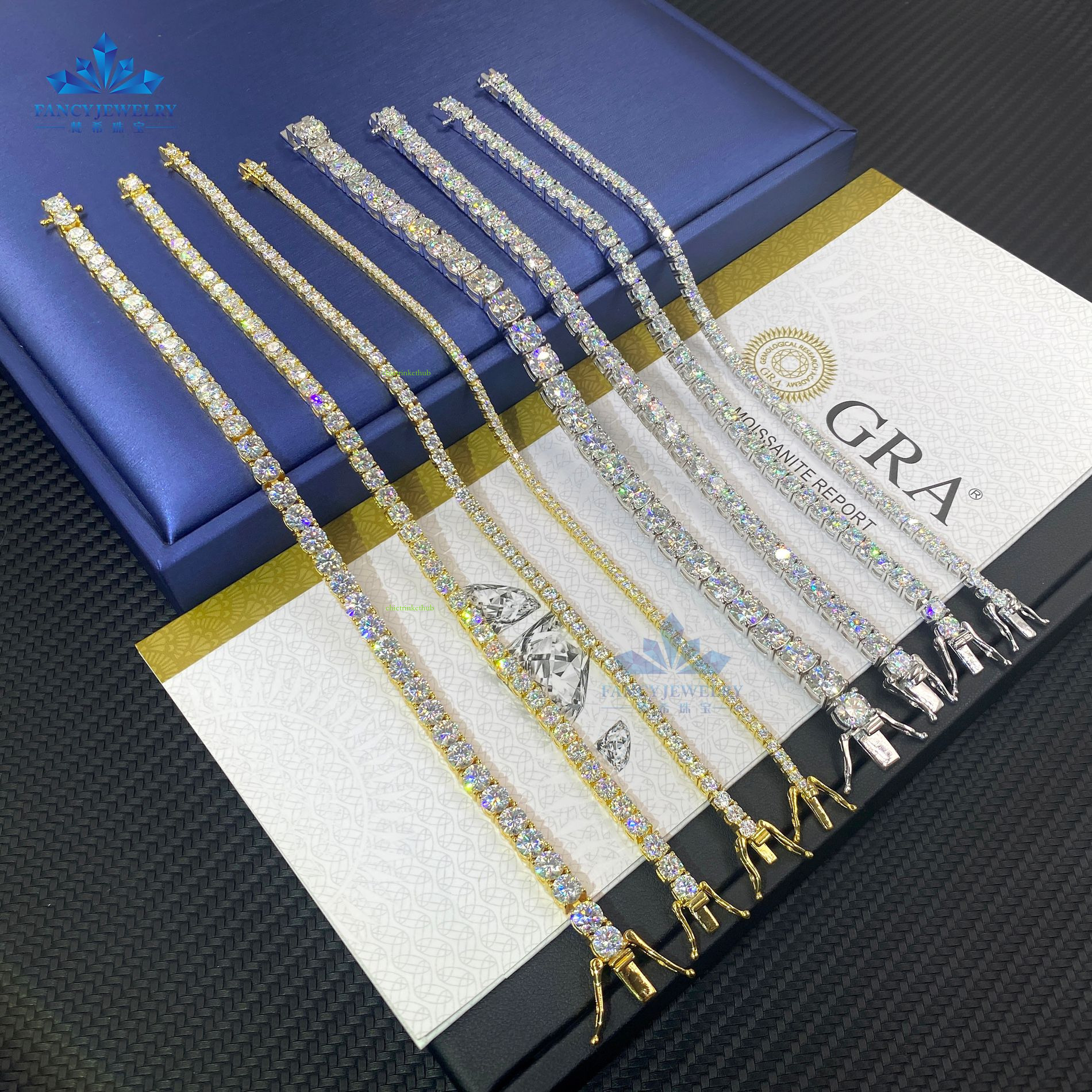 FANCY Sterg Sier Tennis Bracelet Fine Jewelry with VVS D Moissanite Iced Out Style Men/Women Dia Main Stone