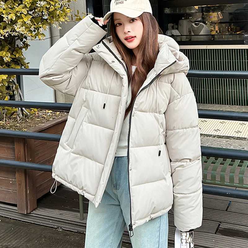 Winter Stand Collar Hooded Parkas Women Korean Windproof Warm Down Cotton Jacket Woman Zipper Up Long Sleeve Puff Parkas FemaleT251105
