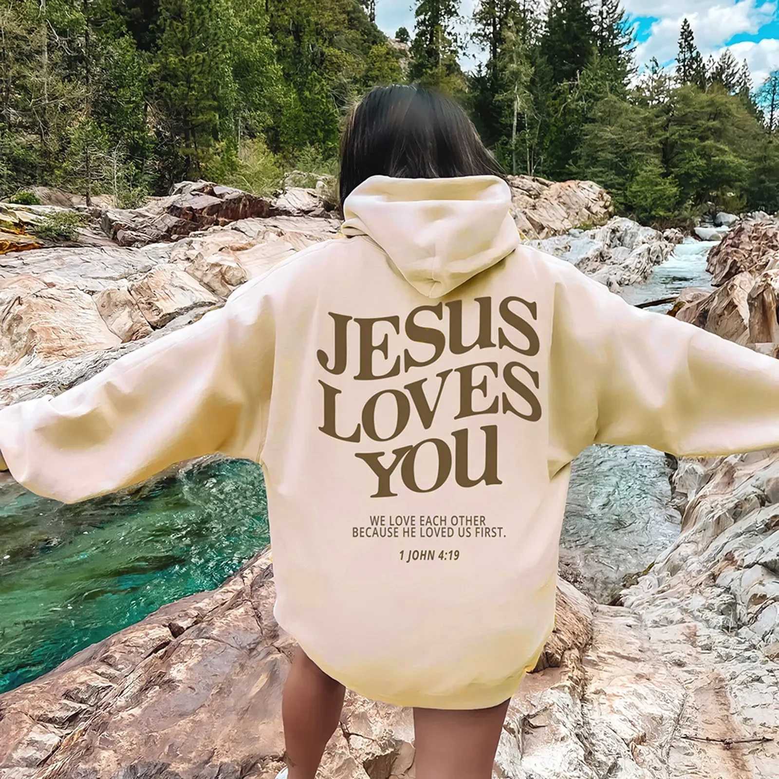 Jesus Loves You Print Pullover Hoodies Womens Hoodie Autumn Winter Men Streetwear Sweatshirt Unisex Hooded Tops Hooded ClothesT251105