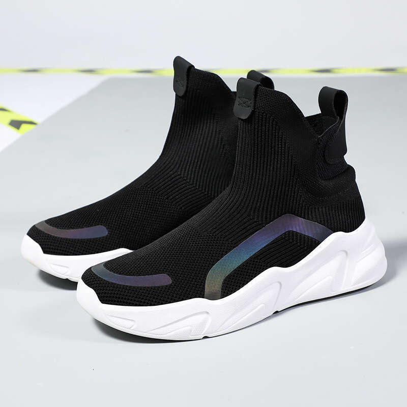 High top breathable fly knit socks oversized thick soles, casual single shoes, all season lightweight, couple fit, lazy shoes