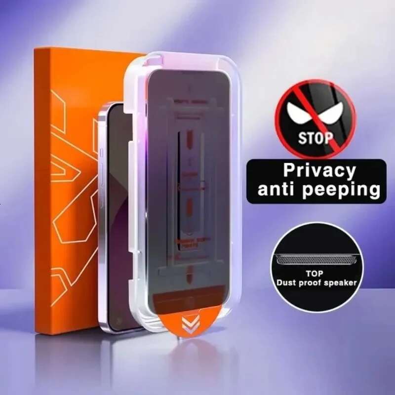 2Pcs Privacy Tempered Glass Screen for IPhone 15 14 13 12 11 16 Pro Max Plus Anti-Spy Dust free Installation Protector