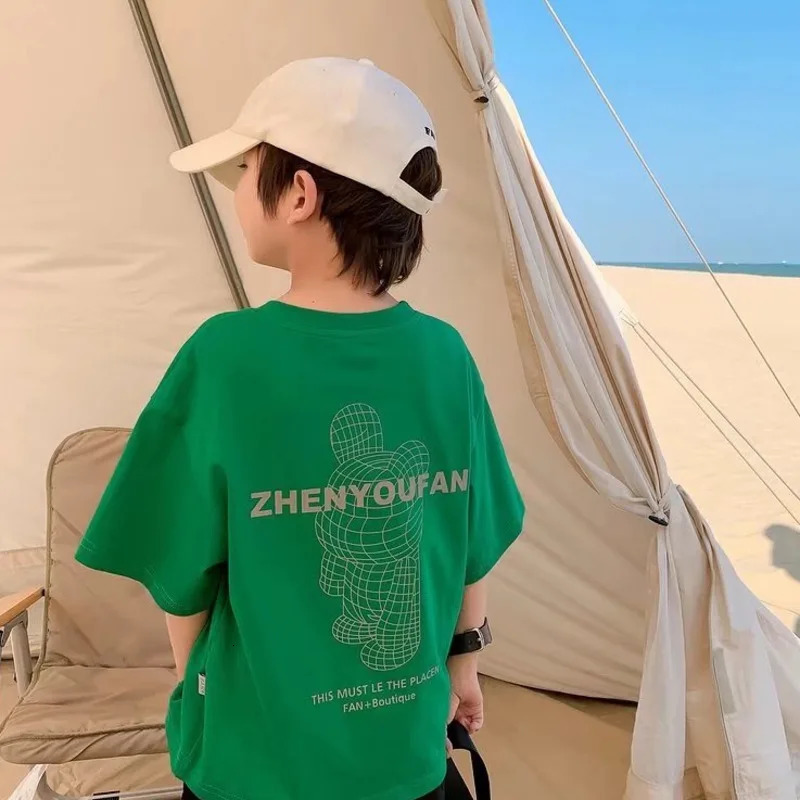 Boys and girls short sleeved bottom shirts for spring summer middleaged elderly childrens Tshirts clothing 250325z