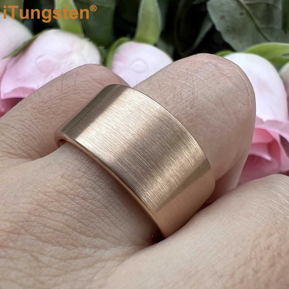 iTungsten 12mm Mens Womens Large Sizes Tungsten Fashion Jewelry Ring Pipe Cut Brushed Finish Comfort Fit 251031